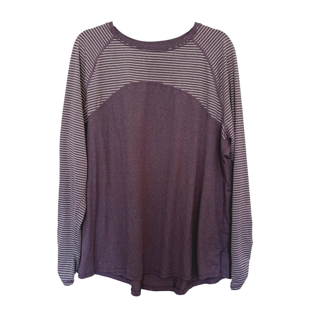 Avia Purple Prestige Striped Raglan Top 3XL 22 Gorpcore Athleisure Long Sleeve